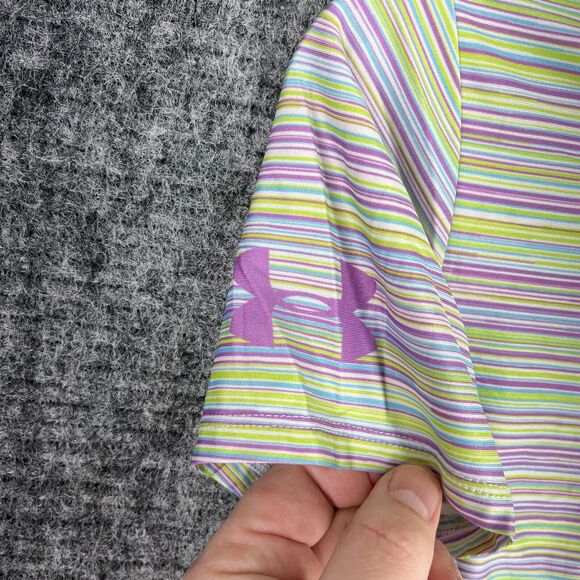 Batman Shirt Girls Large Purple Youth Under Armour Fitted Heatgear UPF 30+ - Picture 5 of 8